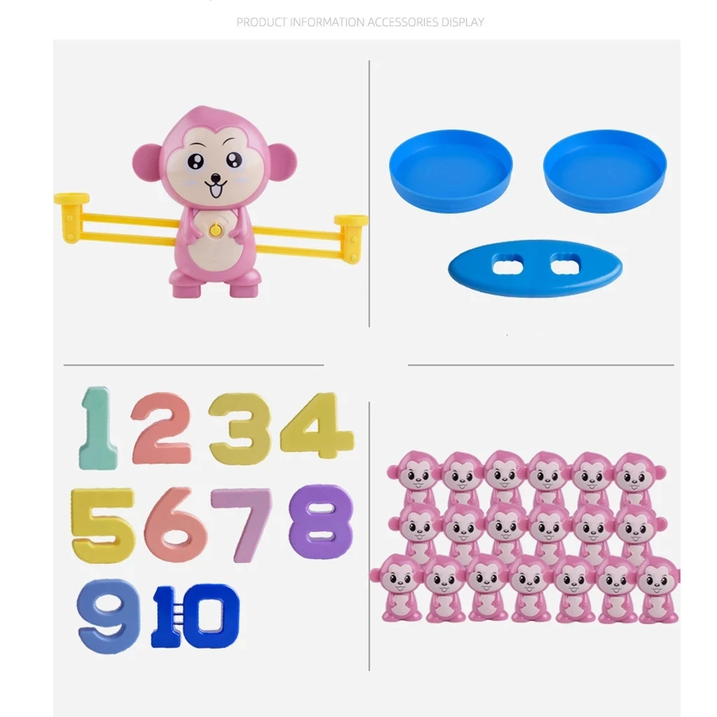 Monkey Digital Balance Scale Toy Early Learning Balance Children Enlightenment Digital Addition And Subtraction Math Scales Toys