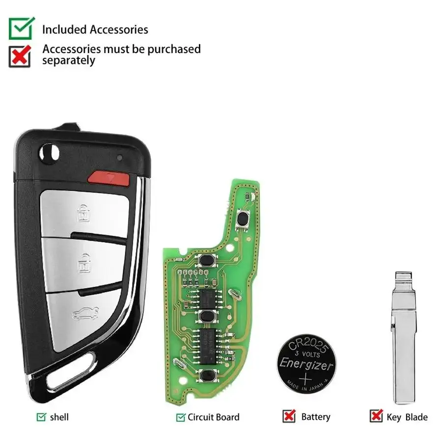 2024 New  Xhorse vvdi remote key  XKKF20EN 3 Buttons Flip Remote Xhorse for VVDI Key Tool Global Version