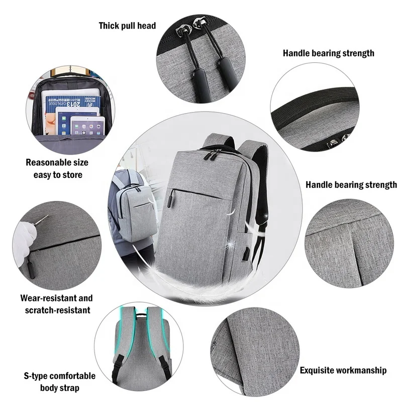 Wholesale  Travel Smell Proof Backpack  anti theft polyester fashion laptop backpack laptop back pack chargeable usb