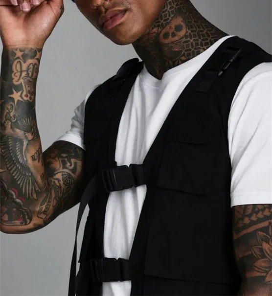 Fashion waistcoat vest for mens custom straps nylon work training breathable utility vest mesh homme