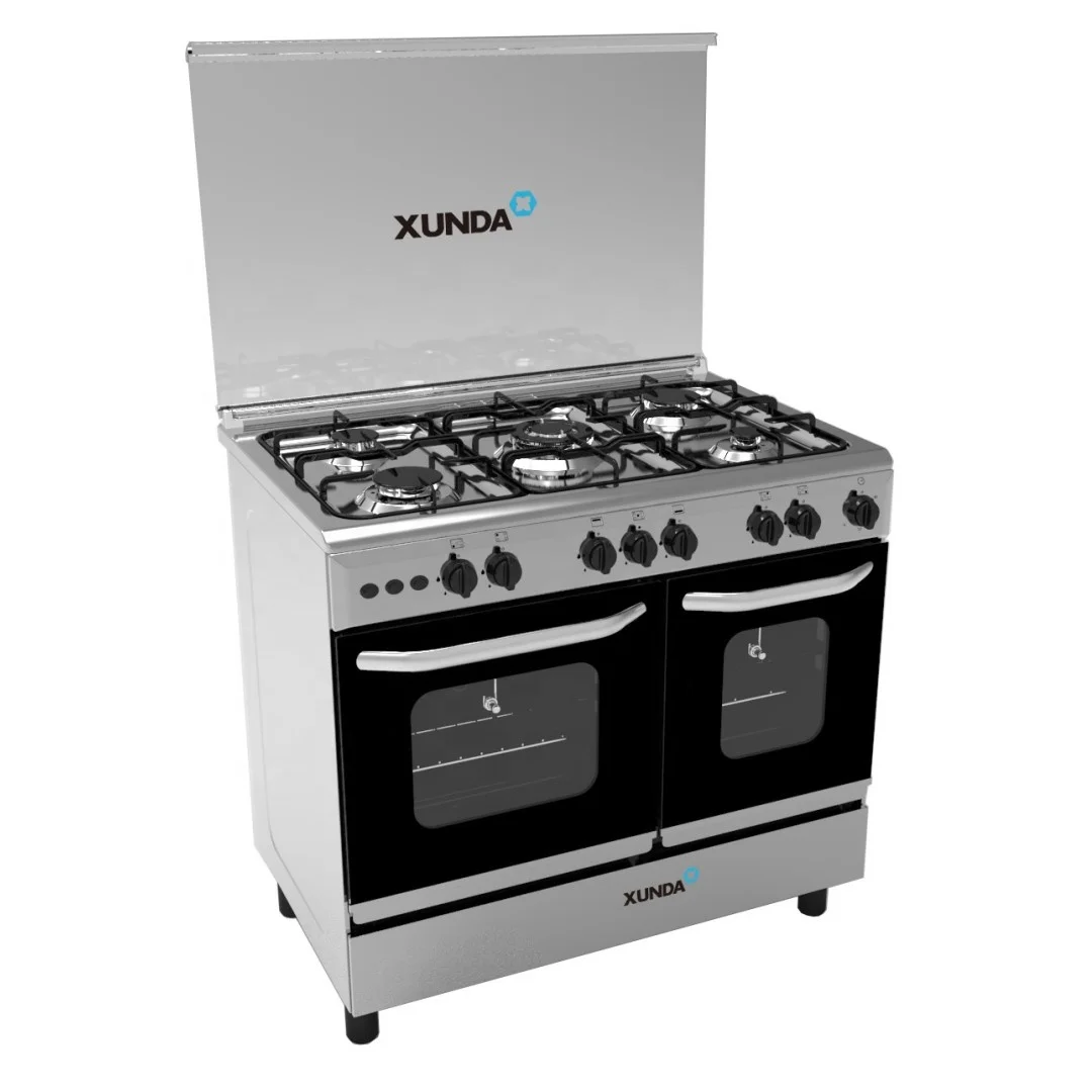 Xunda Commercial Pizza Ovens 5 Burner Gas Cooker Stove With Double Oven With Grill