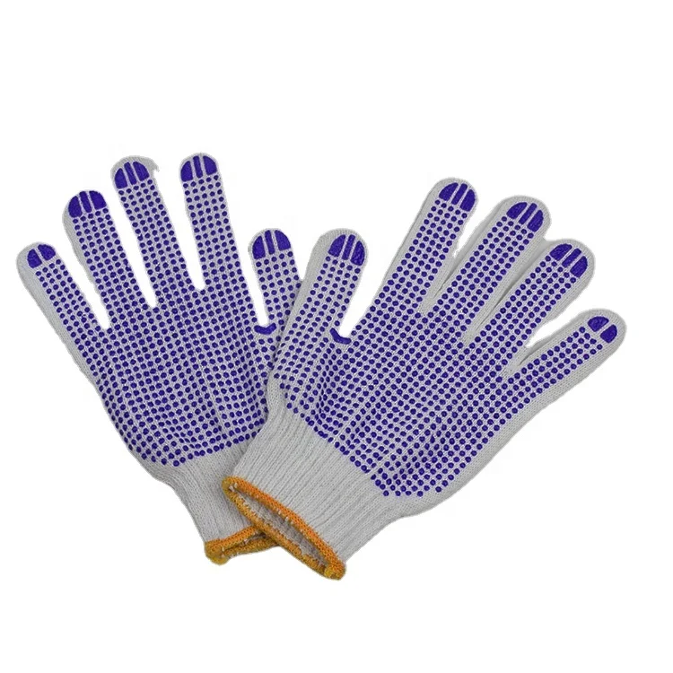 Wholesale manufacture Both sides PVC dotted heavy weight work protective cotton glove