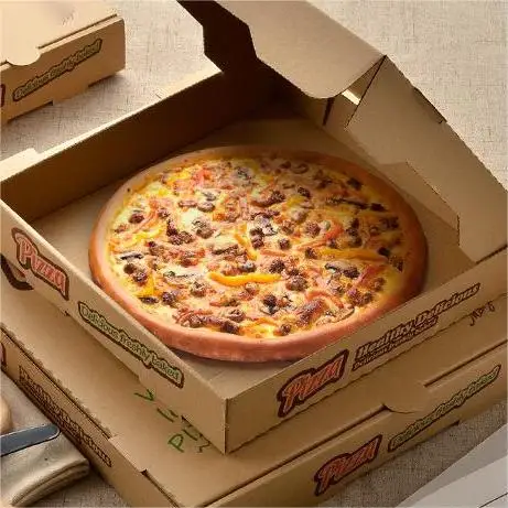 Buy All Size 6 7 9 10 11 12 13 16 Inch Fries Hamburger Kraft Paper empty Triple Square Rectangle Pizza Packaging Boxes