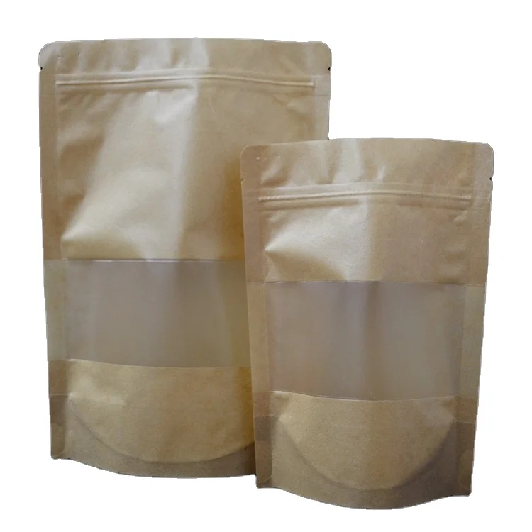 kraft paper zipper bags with clear window kraft paper ziplock bag kraft stand up pouches