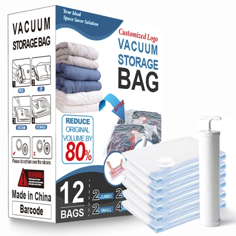 Amazon 20 Combo  Compressed Space Saver Vacuum Storage Bags For Clothes Vaccum Storage Bag For Clothing Packaging With Hand Pump