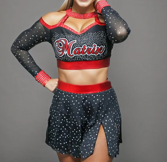 Fast Delivery factory custom cheer uniform with shiny rhinestones women cheerleading uniform for competition