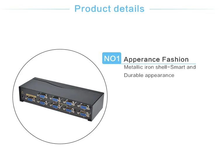 8 port vga splitter 500MHz high quality  Factory 1 input 8 output vga splitter