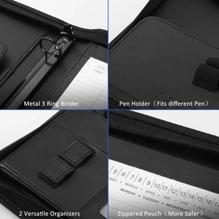 Premium Leather Business Compendium Case Document Organizer Outside Pocket A4 Size Portfolio Briefcase