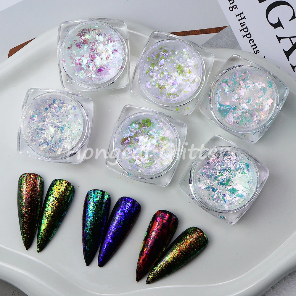 Nail Chameleon Flakes Aurora Transparent Nails Powder Rainbow Color Glitter