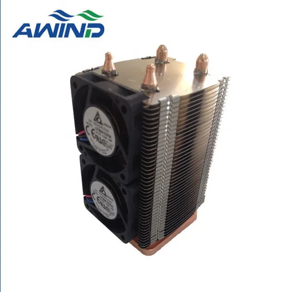 Custom Aluminum or copper refrigerator stacked fin heatsink with fan