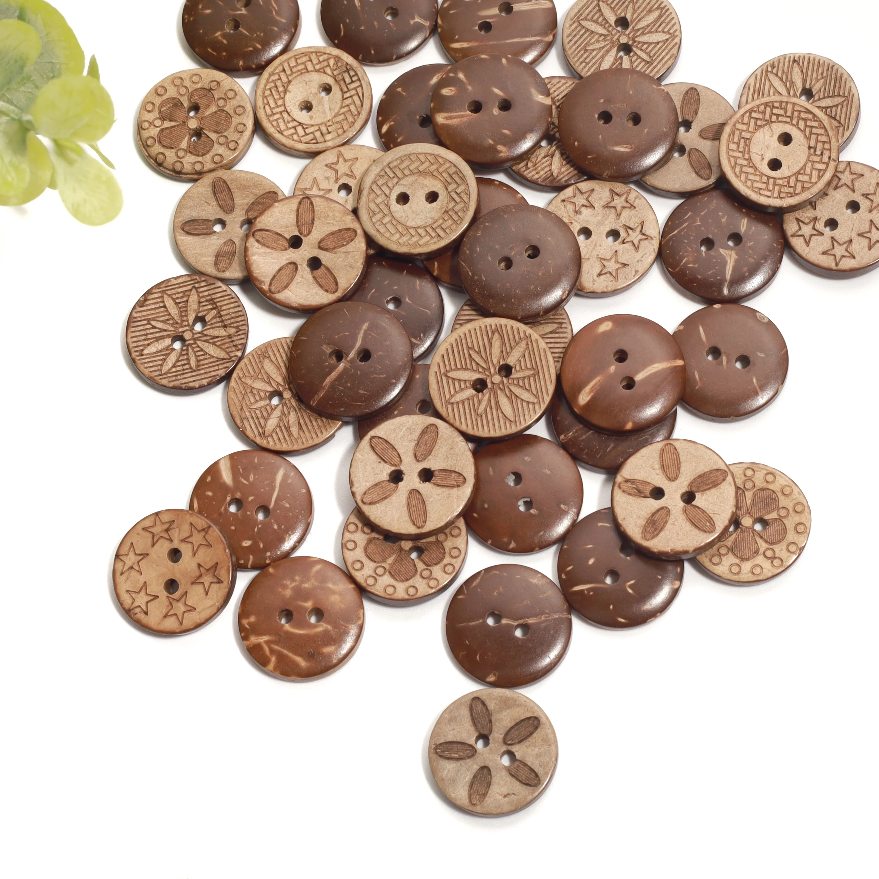 E01 Custom Printing Wooden Natural Round Vintage Baby Wholesalers Coat Coconut Shell Sewing Clothing Buttons