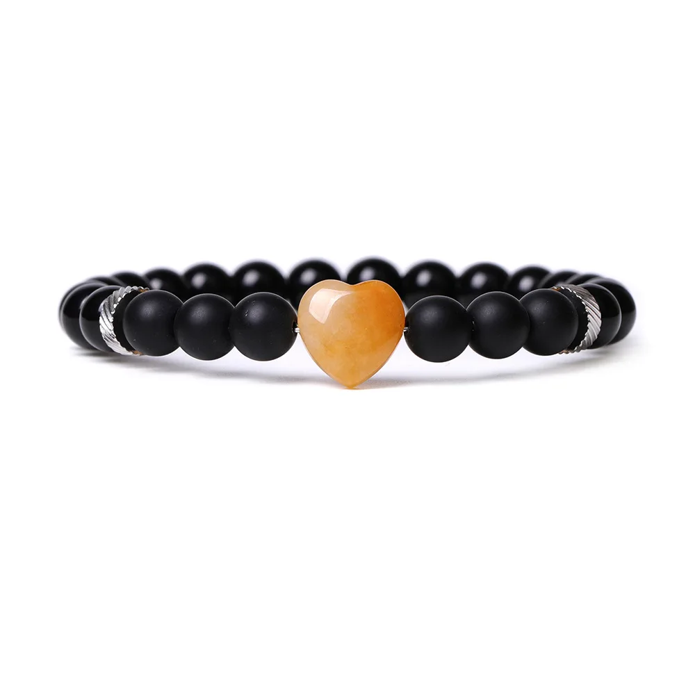 Fashion Natural Stone Tiger Eye Stone Stripe Red Agate Peach Heart Bracelet  Couple Jewelry  Wholesales N231160