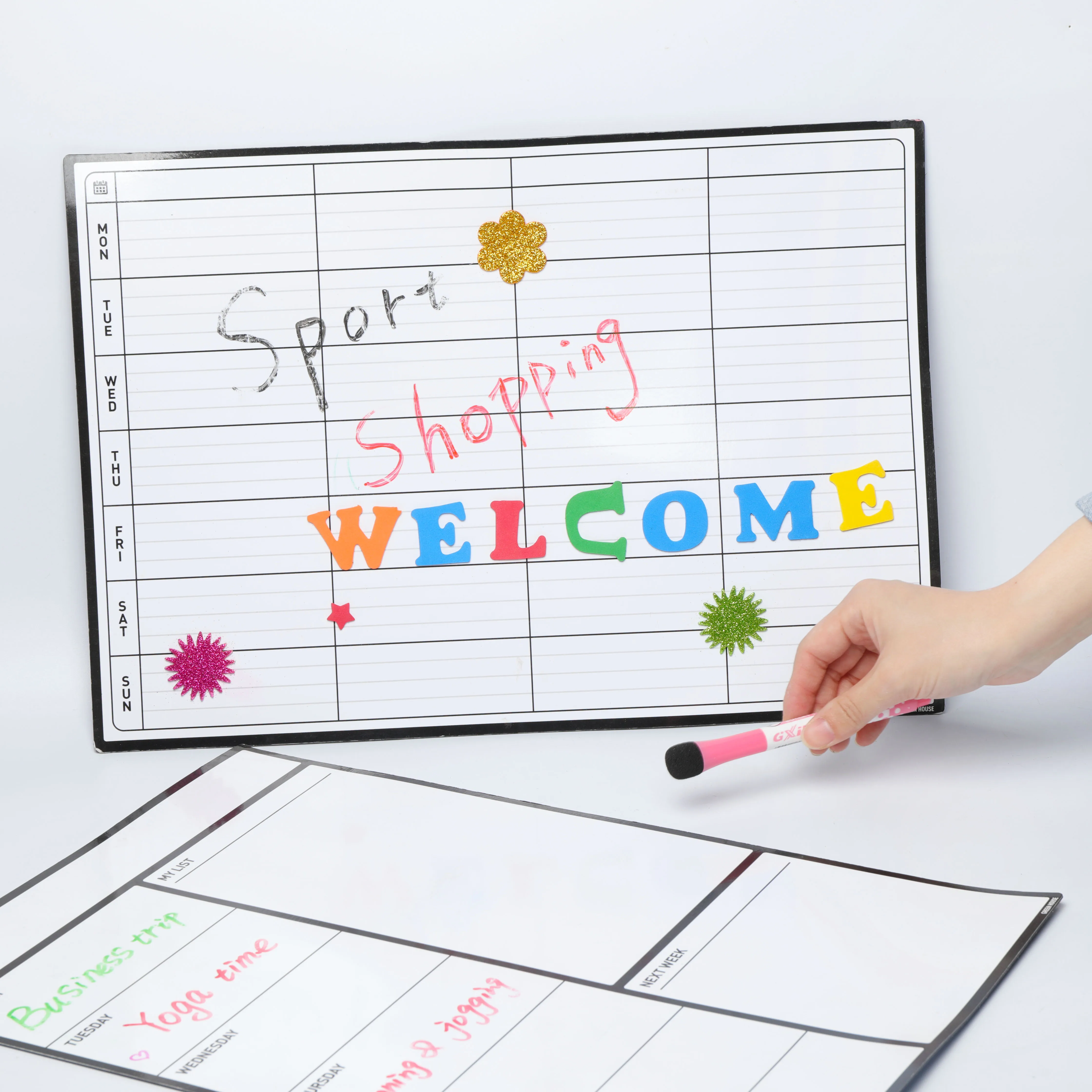 PET PVC yearly monthly weekly acrylic fridge calendar magnetic dry erase calendar for fridge