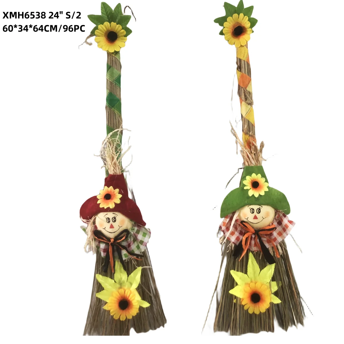 Halloween Costume Witch Broom Scarecrow Sorceress Broomstick Wizard Decor for Demon Masquerade Party or Christmas Celebration