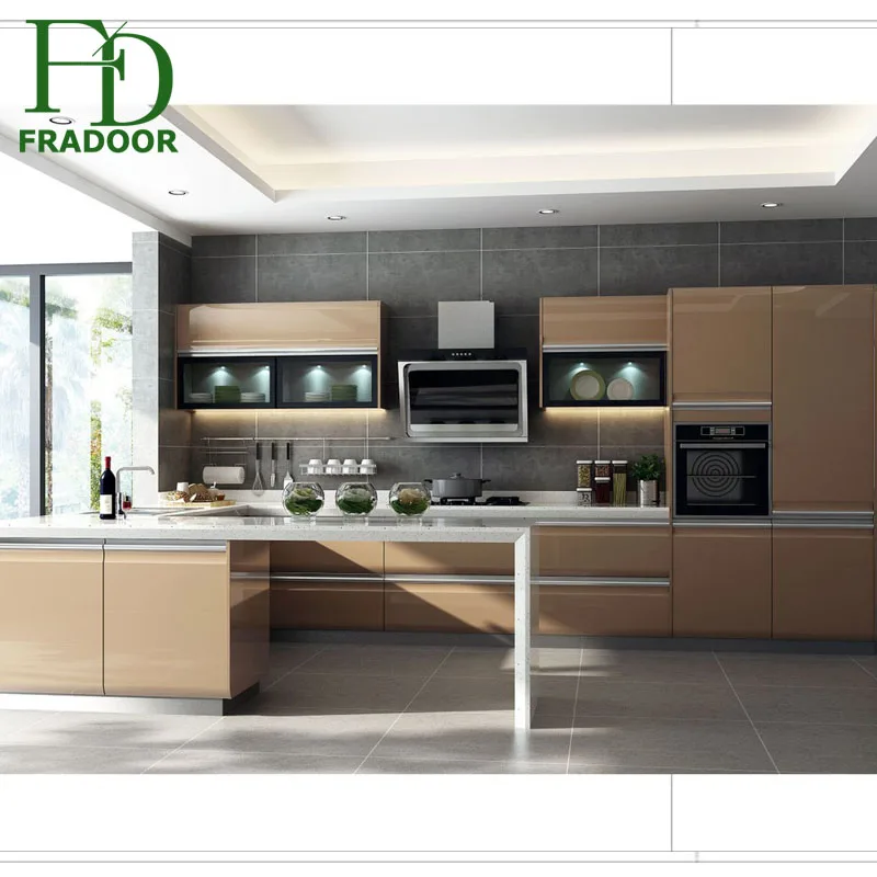 Aluminum modular wardrobe cabinet marble counter top modern kitchen cabinets design