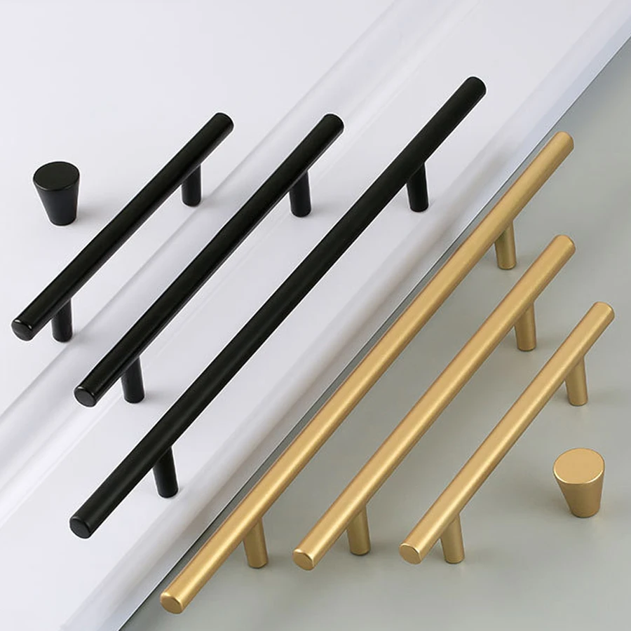 Простая золотая ручка из алюминиевого сплава черная для ящика дверная шкафа