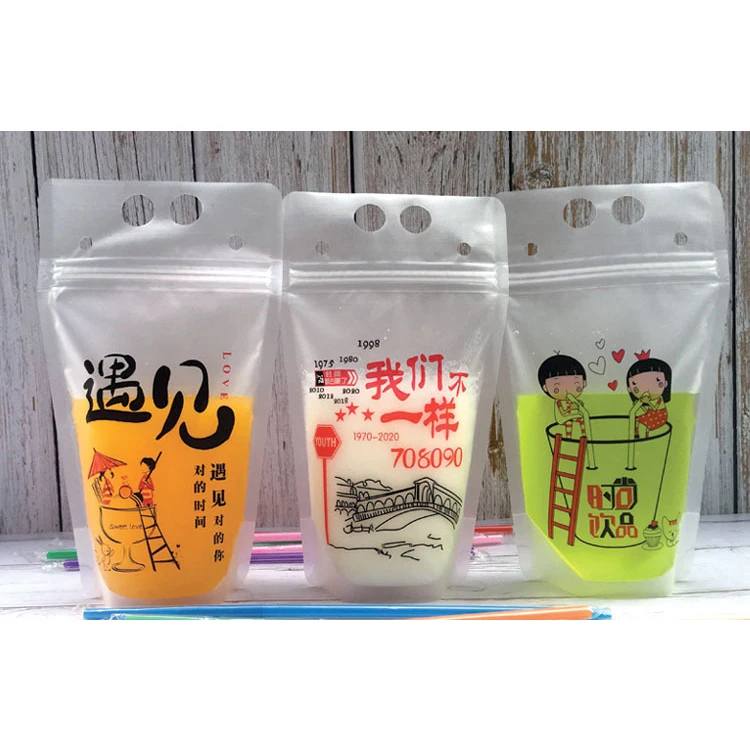 Custom ziplock clear bag energy drink beverage high quality bag to take out beverage packaging plastic bag