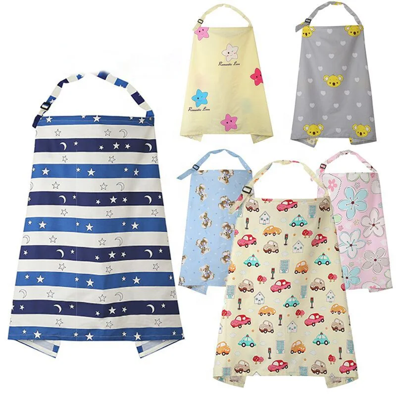 Carduran Cotton Nursing Cover with Sewn in Burp Cloth for Breastfeeding Infants | Windshield Poncho Blanket Shade