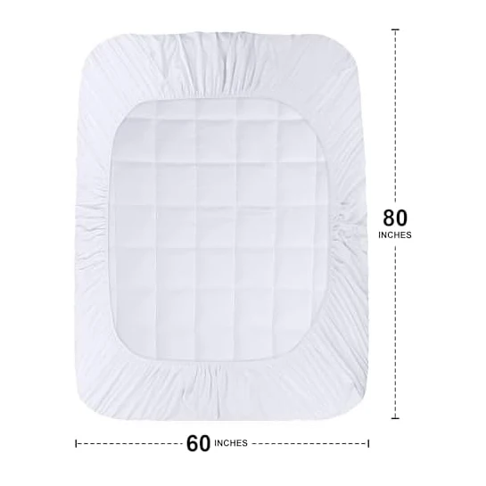 Queen Size Bamboo Waterproof Mattress Protector Quilted 16-Inch Deep Pocket Bedding Fluffy Pillow Hotel Fitted Pillow Mattress
