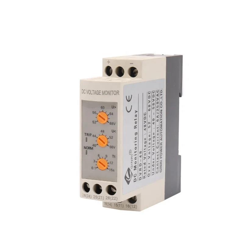 GINRI DVRD-48 DC48V Voltage Monitoring Relays Adjustable delay time for overvoltage and undervoltage relay