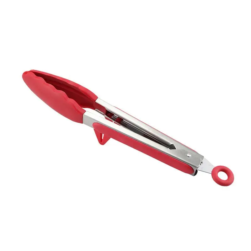 9 Inch Kitchen Tongs Set Vegetable Noodle Clip Silicone Stainless Steel Locking Food Tong For Salad Grilling Frying BBQ Cooking