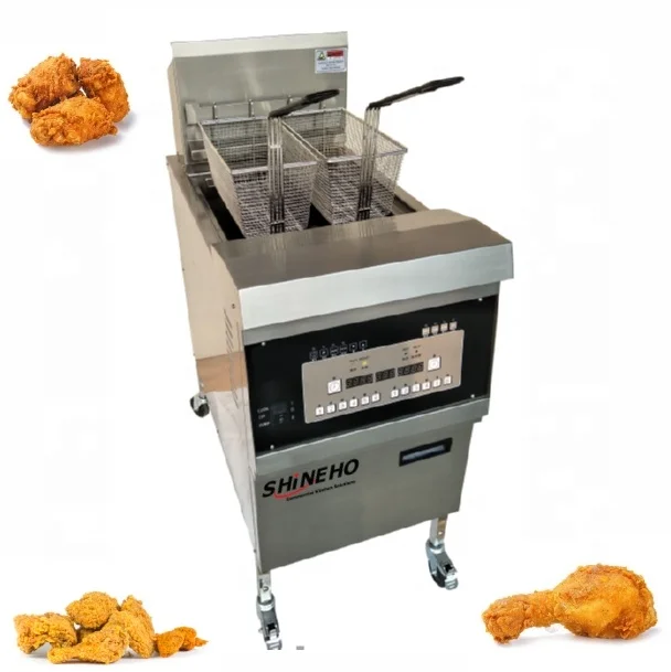 Shineho Commercial Luxury Style  computer panel kfc chicken fryer  stainless steel  electric/gas open fryer with oil filter