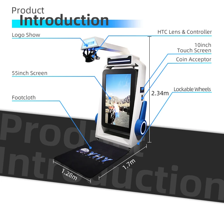 Standing 55 inches Screen Coin Operated Arcade Walking Platform Space Gun Shooting Simulator