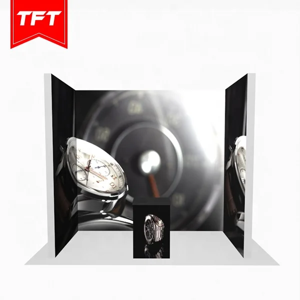 Китайский поставщик, бескаркасная растягивающаяся ткань 3 м x 3 м, выставочные стенды и стойки для светодиодного освещения