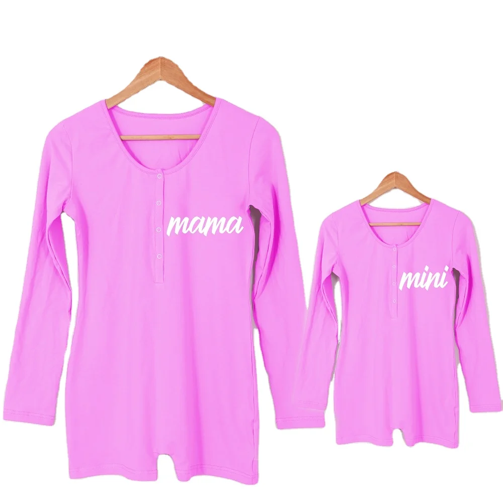 
Mommy and Me Pajamas Pink Outfits for Woman 100% Cotton Fabric Pullover Hoodie Baby Rompers 