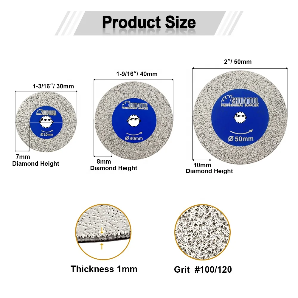 30/40/50mm Vacuum Brazed Diamond Mini Engraving Saw Blade Ultra-Thin Glass Cutting Disc for Cutting Carving Glass