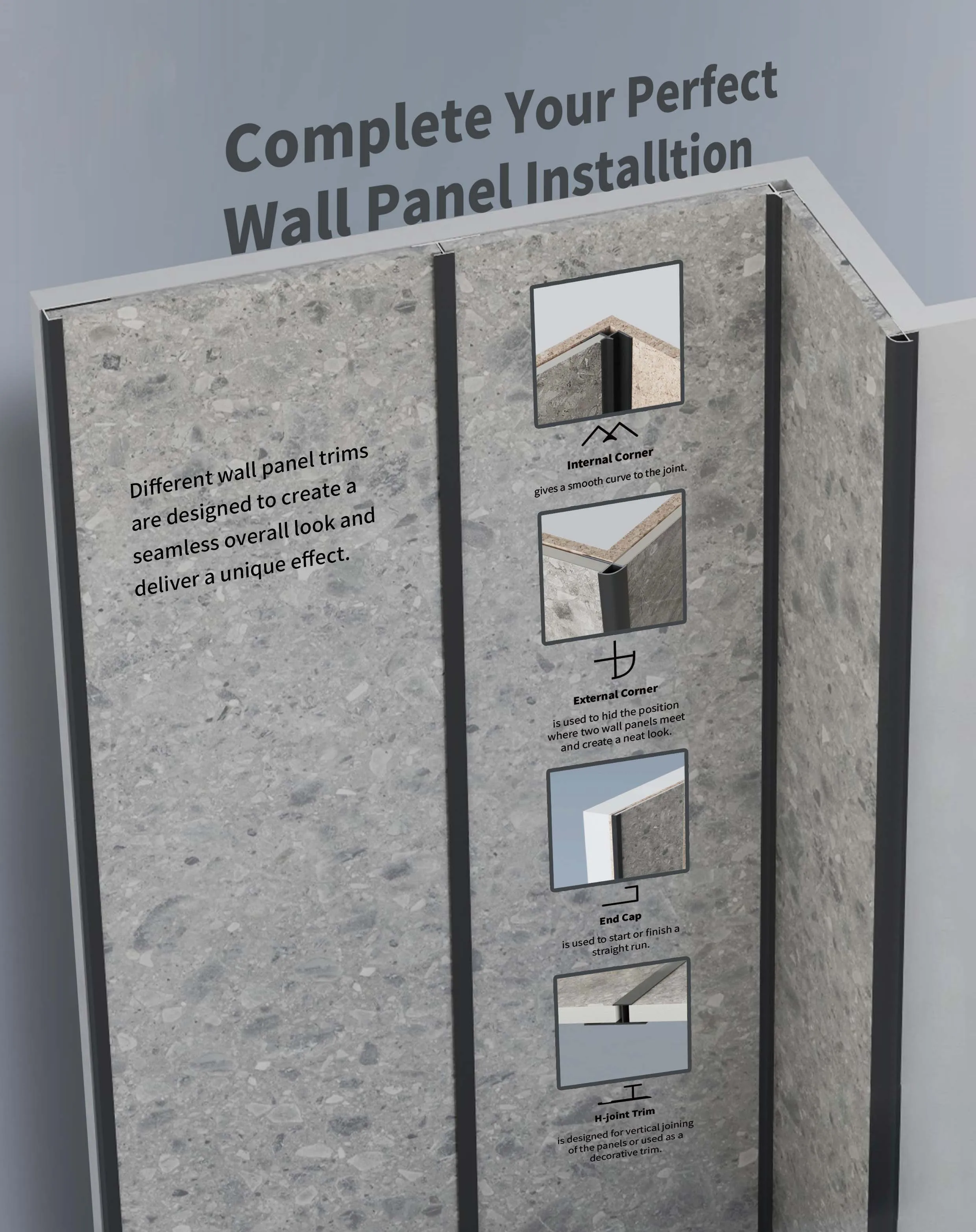 Modern Design PVC SPC Wall Panel Waterproof Soundproof Fireproof Moisture Anti-Static for Hotel Apartment Bathroom