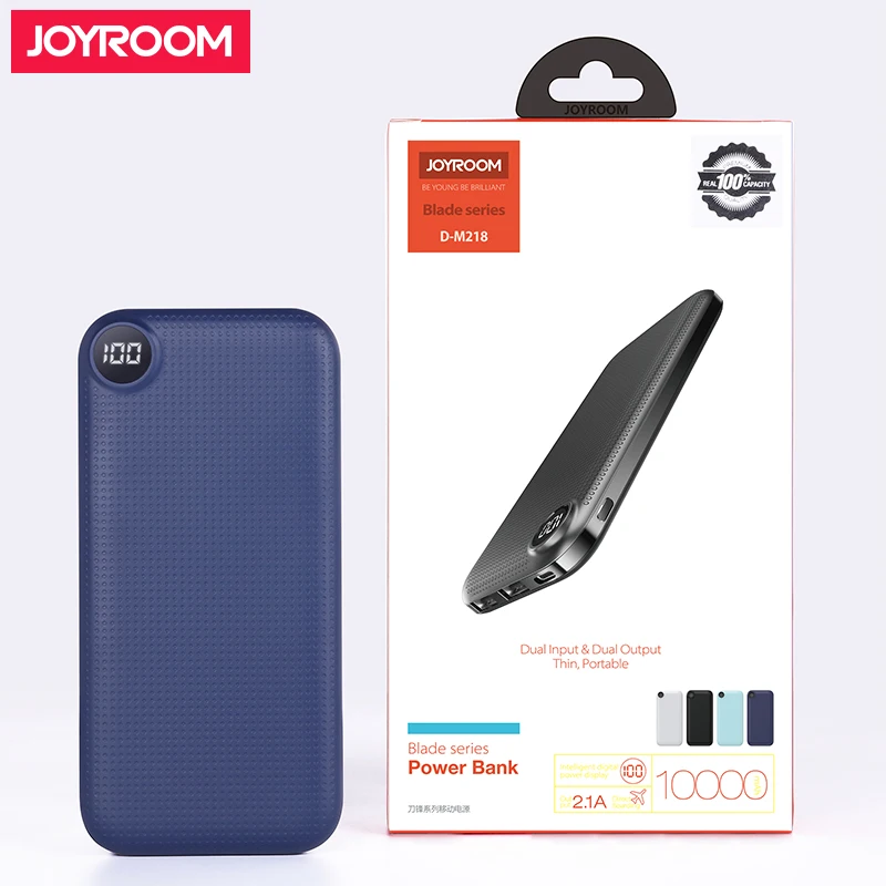 
Joyroom 2019 new arrivals full 10000mah capacity fast charge portable slim power bank 