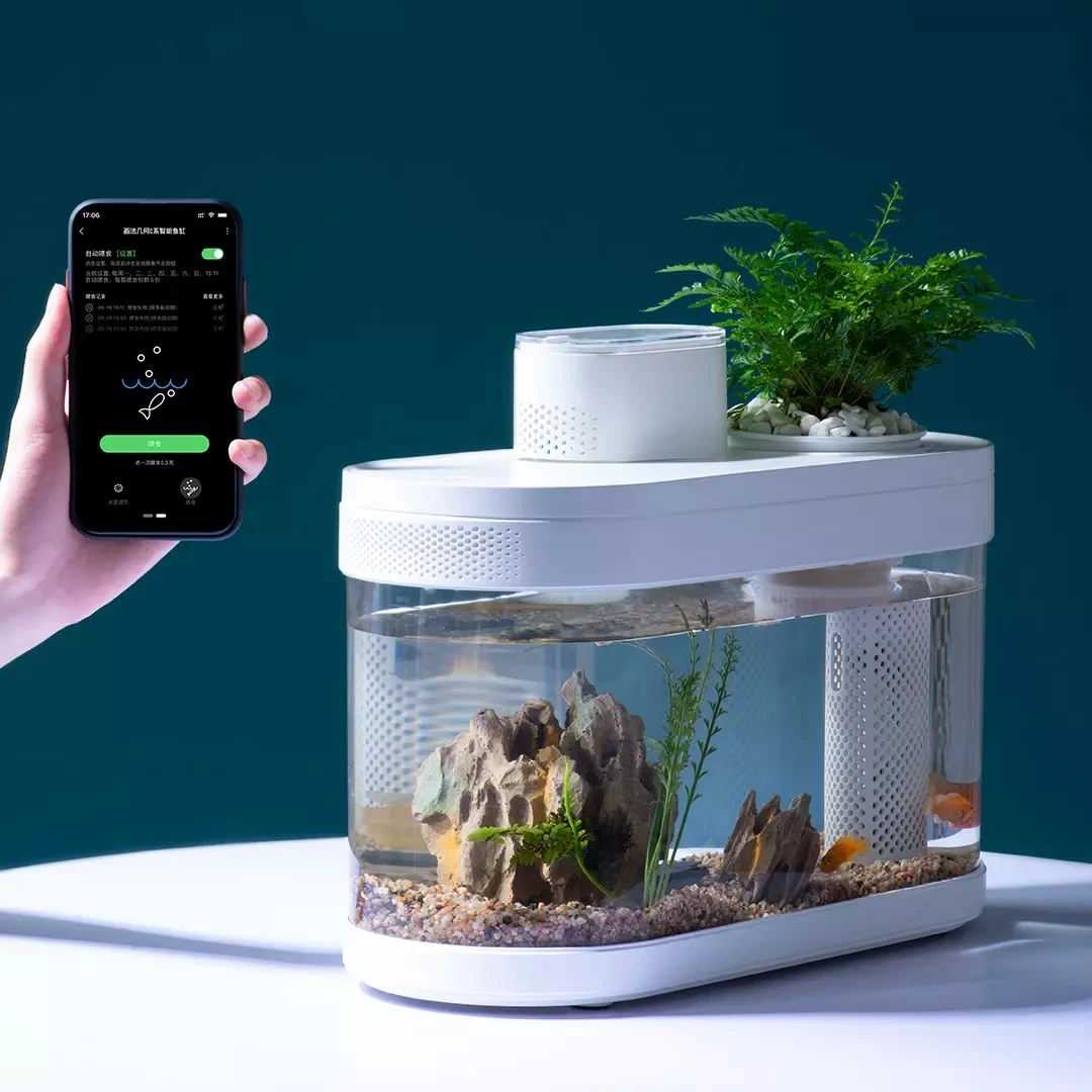Xiaomi Geometry C Series Smart Fish Tank C180 Pro Aquarium Double Filtration Lighting System WIFI Mijia APP Automated Feeder