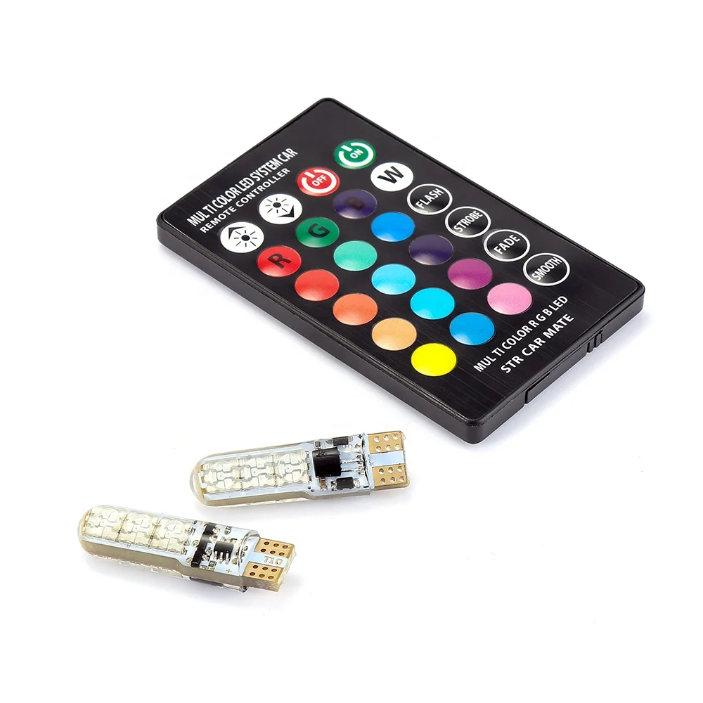 RGB T10 W5W Led 194 168 SMD для чтения автомобилей клиновидная лампа RGB Светодиодная лампа с пультом дистанционного управления