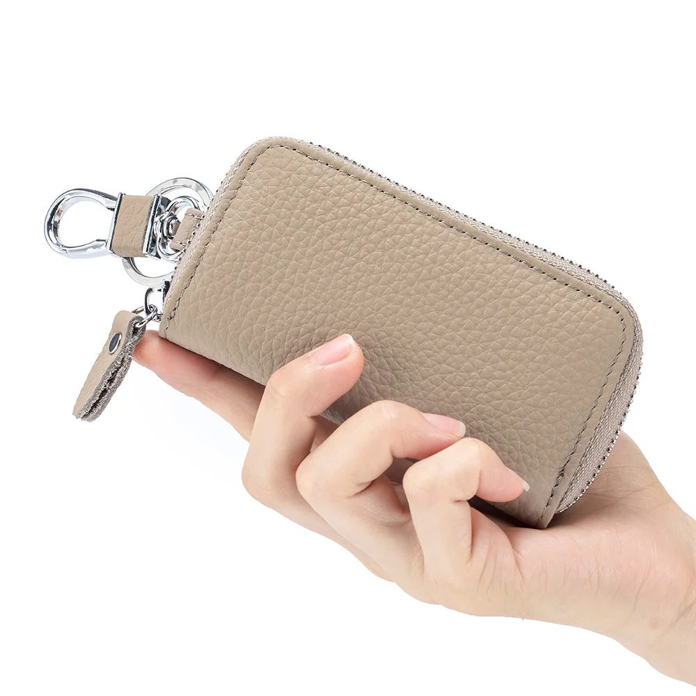 2023 New Key Holder For Men and women Zipper Pouch With Money Slot Genuine Leather Car Key Holder Wallet