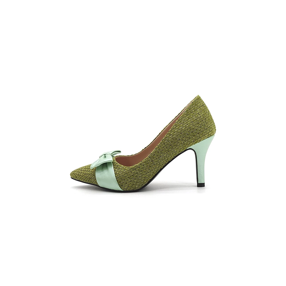 2022 New Color Onion Green Candy High Heel 7 Colors Elegant Ladies Stiletto Women Haif Shoes Wedding Pumps With Bow