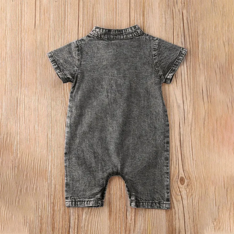 China Manufacturer Summer New Short Sleeve Jumpsuit Cowboy Baby Climbing Clothes