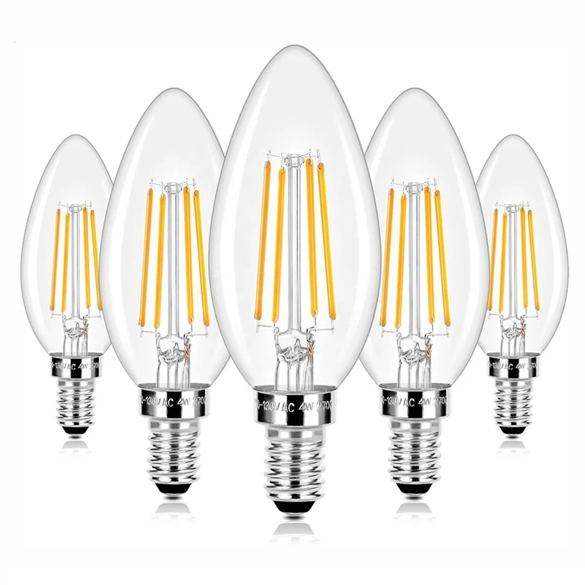 JESLED Warm White 2W 4W 6W E12 E14 E26 E27 B10 B11 C35 Dimmable Vintage Edison Candelabra Light Led Candle Bulb for Ceiling Fan