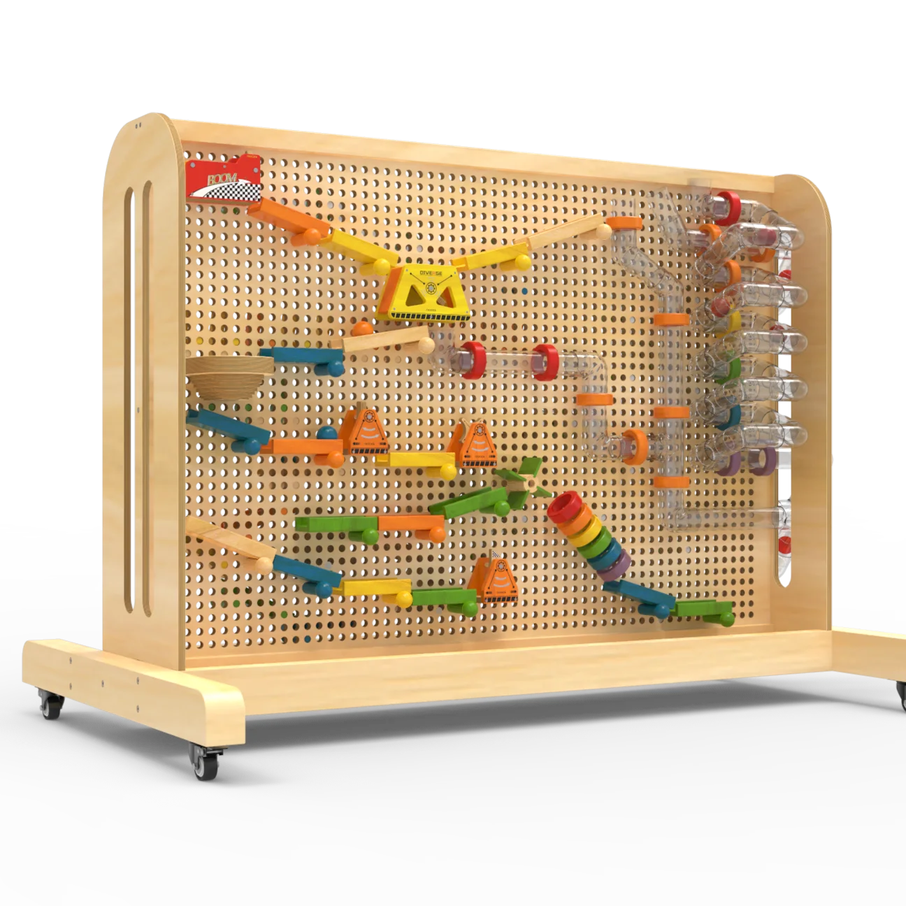 Child Indoor Ball Marble Run Vertical Kindergarten Activity Wood Mounted Panel Mount Game Stem Wooden Play Wall Toy For Kid