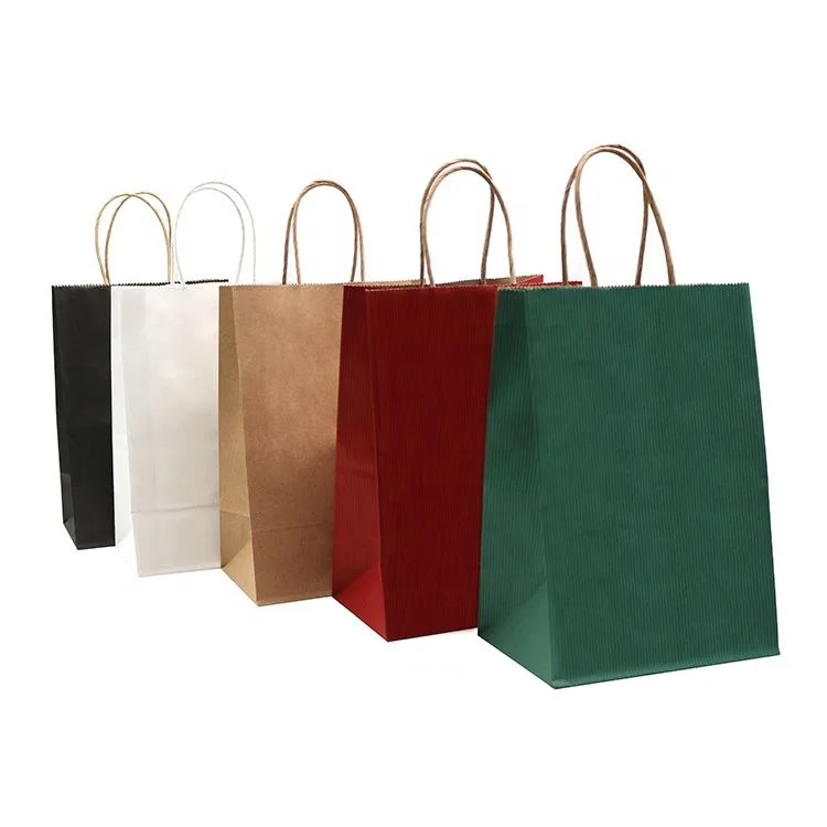 custom white brown heavy duty hard kraft luxury paper shopping bags for bread bottle wine and cookie
