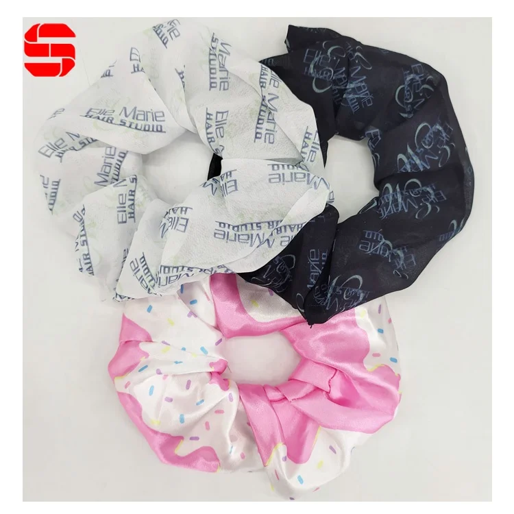 custom extra large print chiffon scrunchie elastic cute girl oversize big silk hair tie animal printed xl satin silk  scrunchies