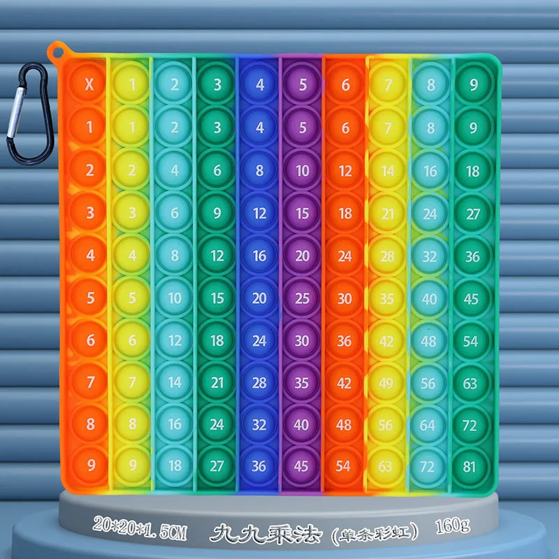 Big Size pop Math Toys , Rainbow Square Fidget Ttoy 100 bubbles Stress Relieving Fidget Game for Teachers