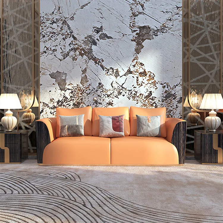 villa sofa set Wholesale elegant lounge home furniture modular full leather luxury living room simple sofa furniture set