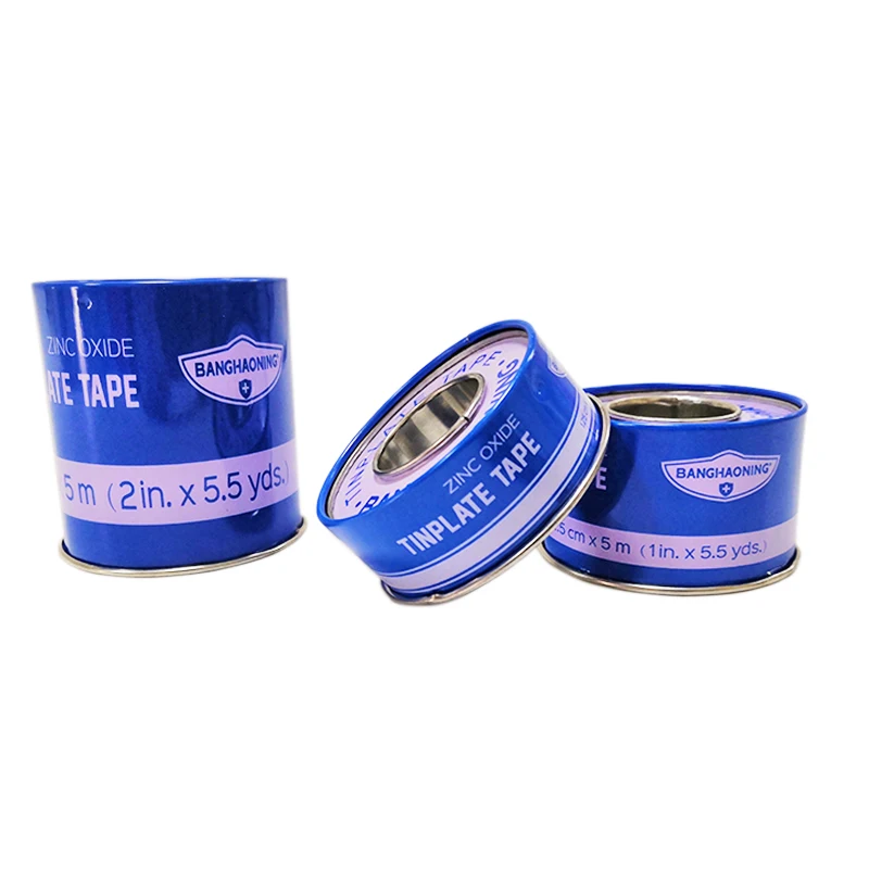 Zinc Oxide Metal Cover Tinplate Medical Sticking Plaster  White Cotton Tape