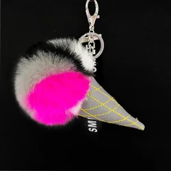 Модный брелок для ключей Yongze из искусственного меха в форме мороженого, пушистая Сумочка, брелок