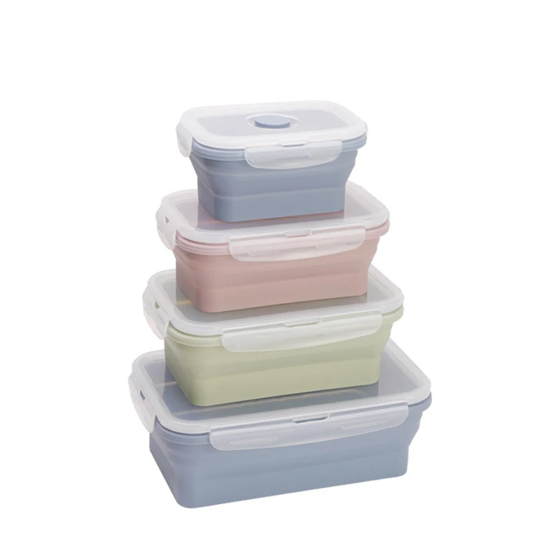 Oven Safe Silicone Collapsible Foldable Lunch Box  Silicone Food Storage Container with Lid