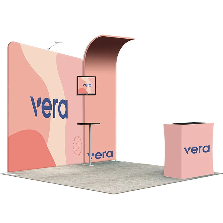 wholesale 3x3 3x6 tension fabric backdrop stand custom trade show booth pop up display design for exhibition