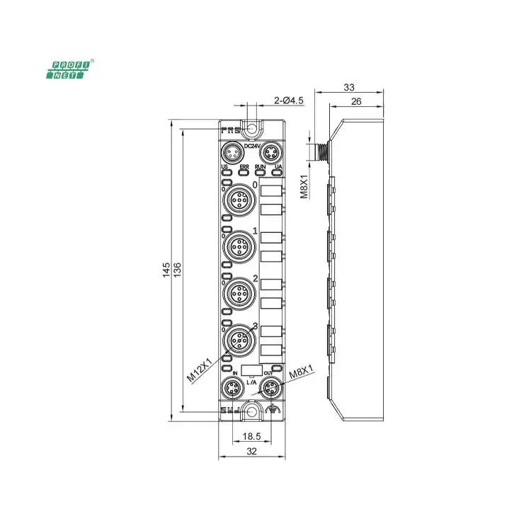 New Profinet communication protocol remote 4-port I/O sensor 001CA1 narrow module IP67 fieldbus