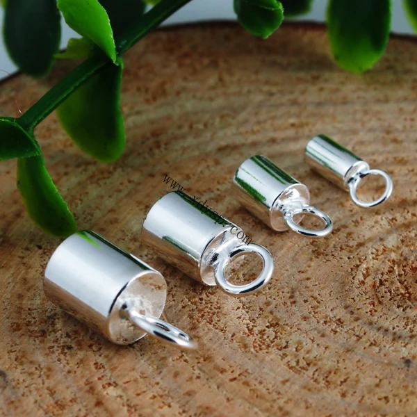 XD P918 925 Sterling Silver Leather Cord End Claps Clasp Rope connection buckle Rope clasp buckle 925 sterling silver tube