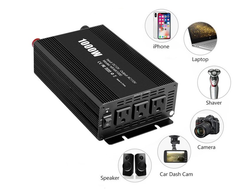 Автомобильный инвертор shenpu, инвертор 12 В в 110 В переменного тока, двойной зарядный порт переменного тока 1000 Вт